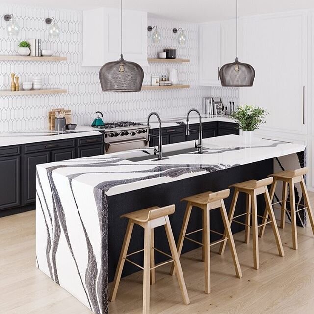 How lovely is this island by Cambria?! Check out yhmagazine.com for our stone gallery! 
#yhmagazine #yourhome #magazine #stone #quartz #cambria #kitchen #bath #home #decor #homedesign #kitchendesign #kitchenisland #barstools #luxury #luxuryhomes