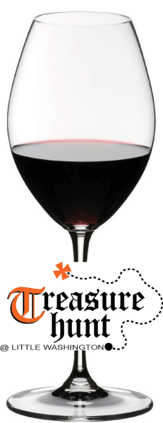Get the Trifecta Treasure Hunt Gift Bag with a Red Riedel Wine Glass plus a class and a stamped passport all worth $100 FREE ... Go To these 3 Tasting Rooms. Do the adventure. Get a stamp. At the first place you stop you’ll get the card with coupons for your adventure. At the 3rd stop you’ll get the Little Washington Treasure Hunt Gift Bag! 1. Skyline Vineyard - 65 Clark Lane, Washington Virginia - Open Sat & Sun Noon to 5pm 2. Little Washington Winery - 72 Christmas Tree Lane, Washington VA - Open Thurs - Sun 11am-6pm. 3. Wine Loves Chocolate - 353 Main, Washington - Wed-Mon 11-6
