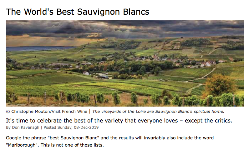Only Two New Zealand Sauvignon Blancs make "World's Best."   Both are Cutting Edge Selections