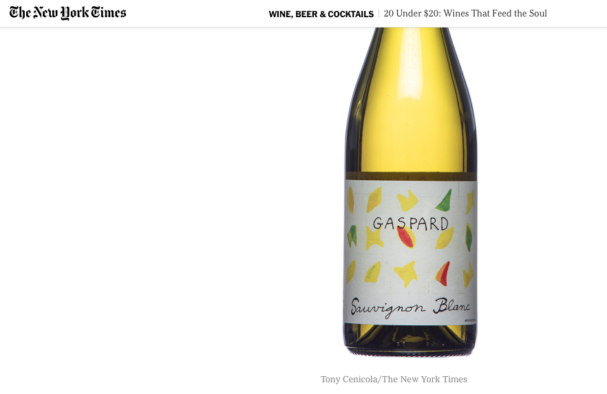 Gaspard Sauvignon Blanc:  Top Wines Under $20 that Feed the Soul