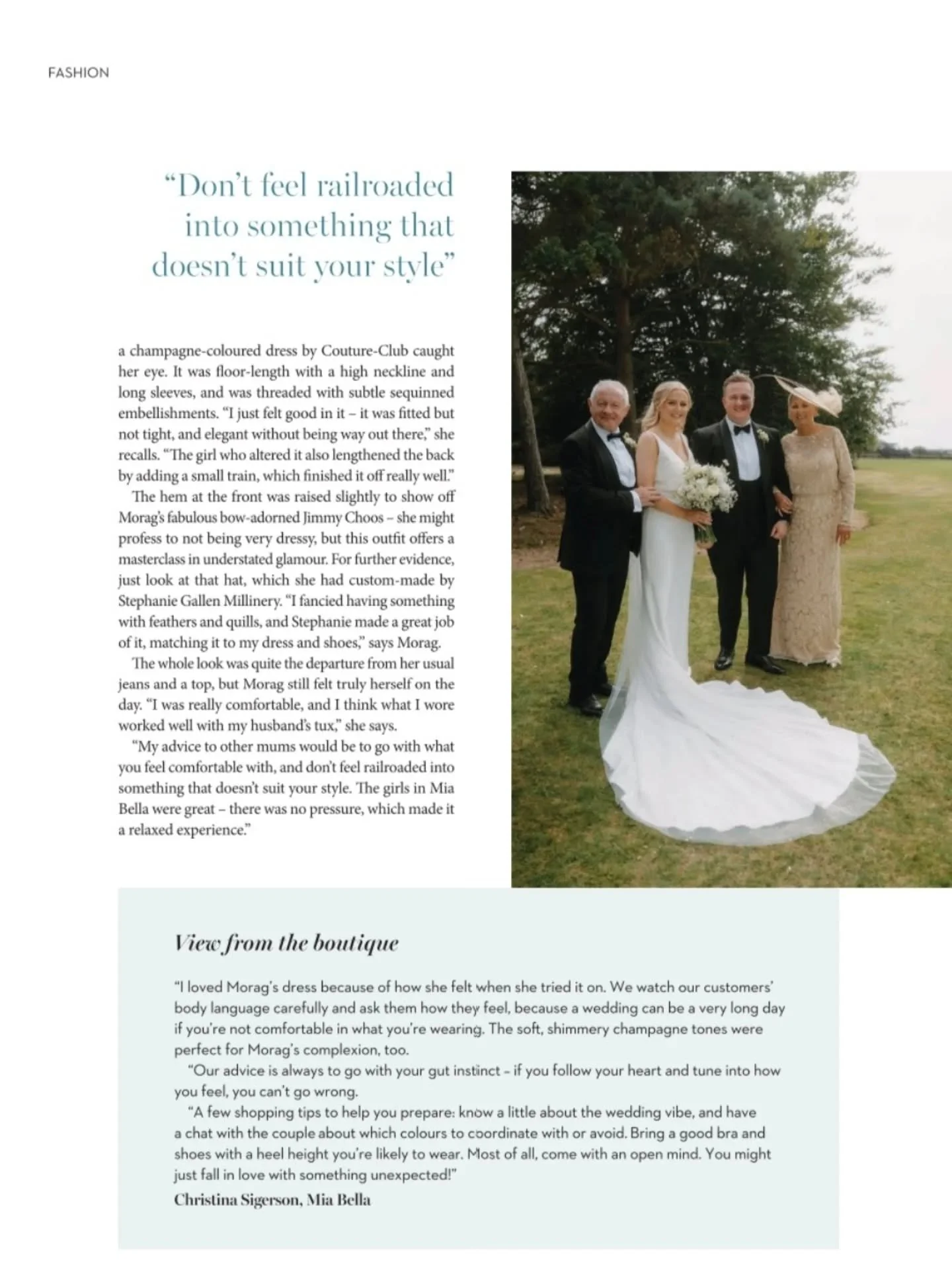 Delighted to see one of my lovely Mothers of the Bride, from earlier this year, appearing in the most recent edition of @tietheknotscotland magazine. Morag looked fabulous in her custom hat made by me, and her dress from @miabellamums 

#bespokemilli
