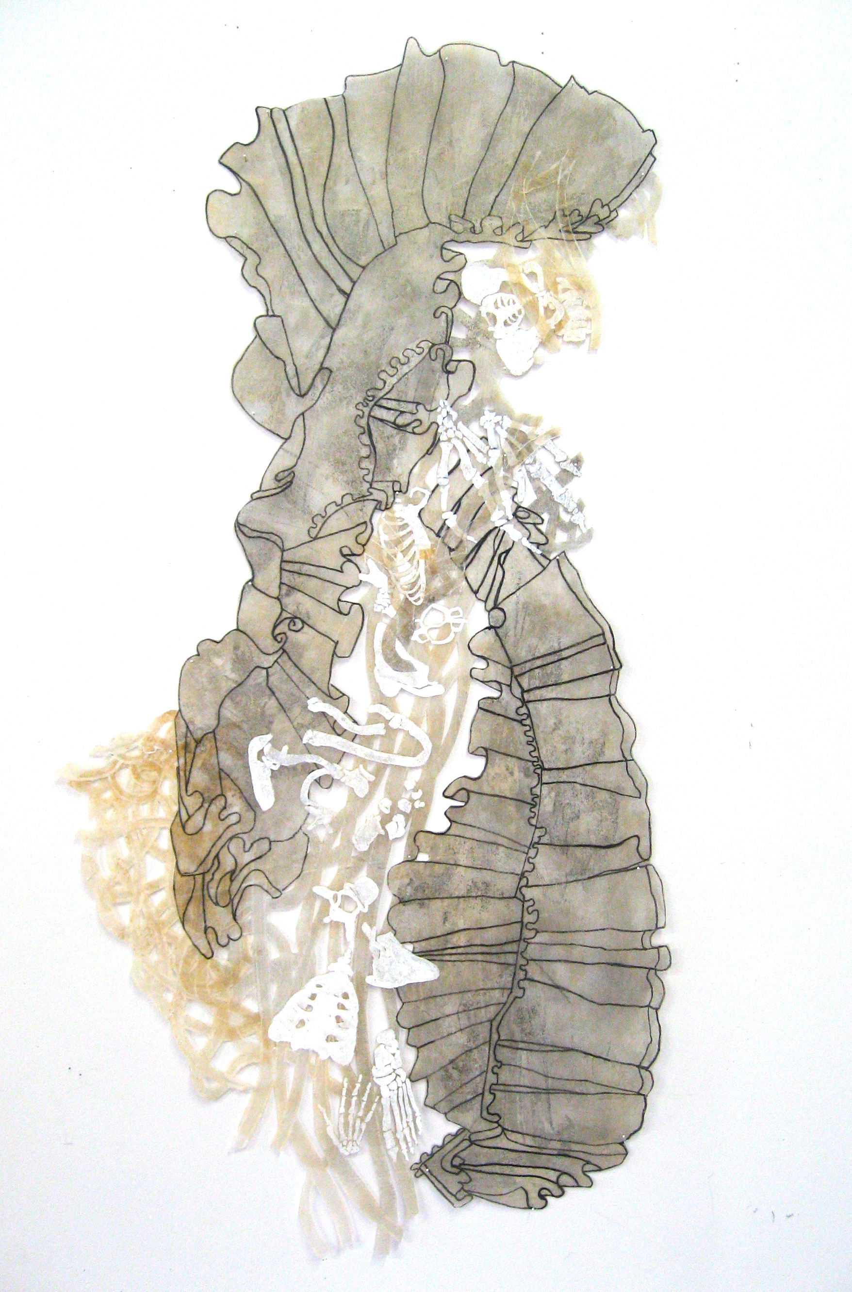 At Rest 36”x 17” natural dyes, ink, layered polyester 