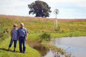 Jan and Rob near one of their ponds (photo credit NRCS)