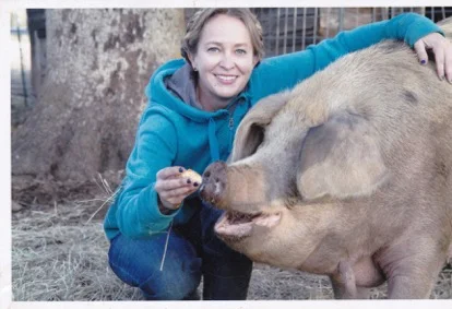 Megan Brown pictured with her sow Marissa.