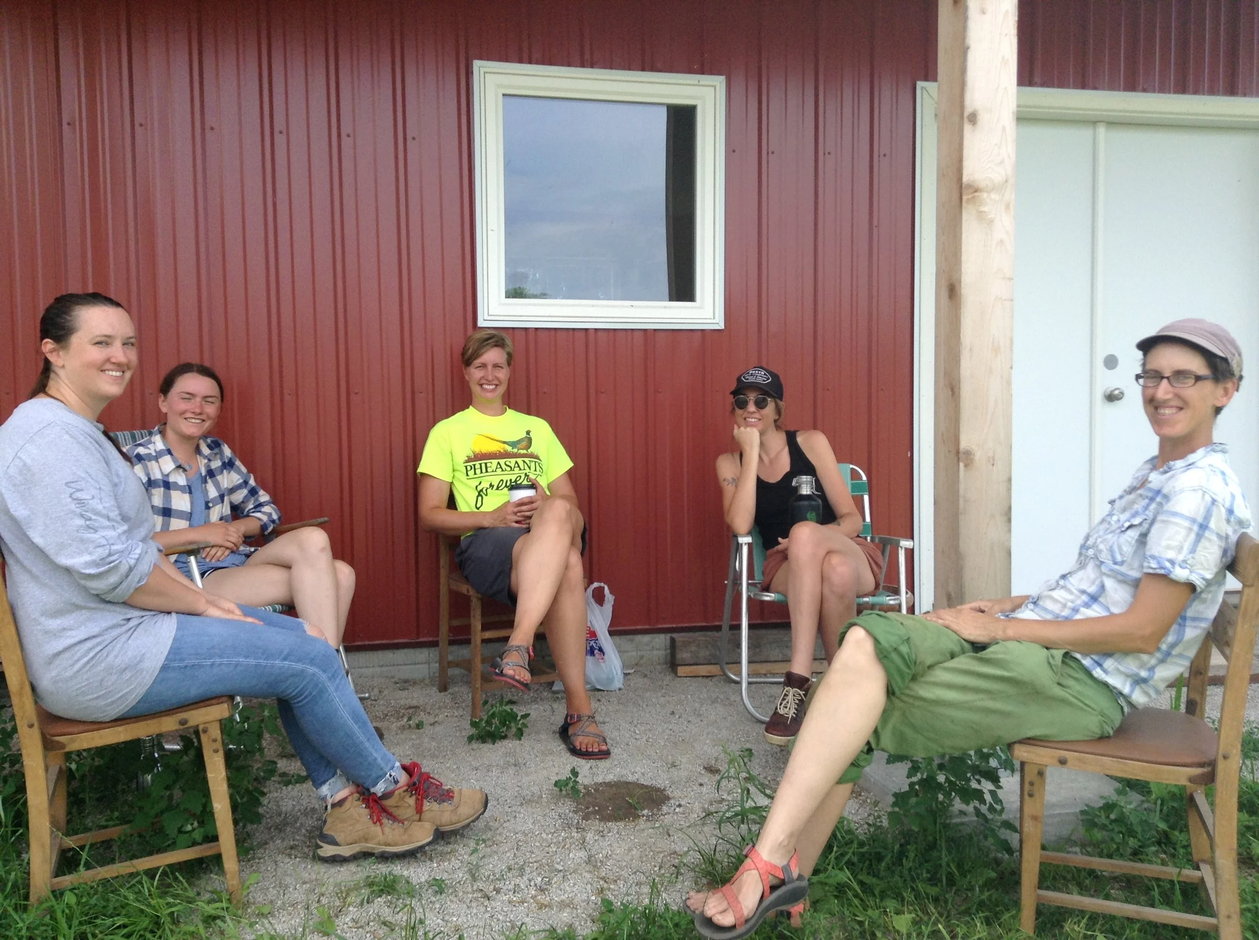 2019 HOP mentees Nicole, Caitlin, Brigham, and Emily, along with HOP mentor Alice at the HOP retreat on Mustard Seed Farm.