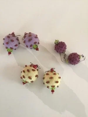 A Taste of Wet Felted Beaded Earrings