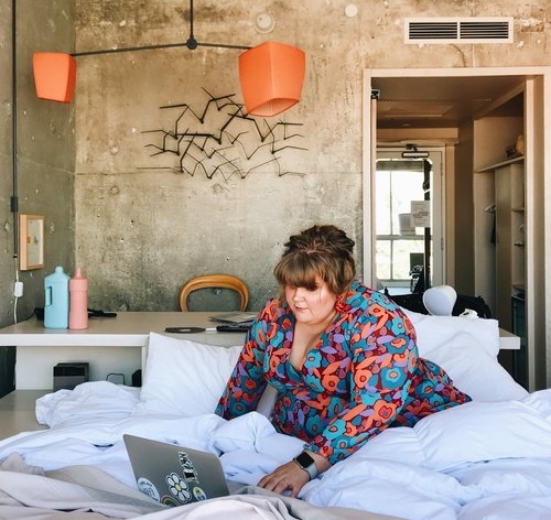 A self-timer photo because I was really feeling my outfit, from a really wonderful day I spent on my first solo vacation to California. Later that day this project got rejected.