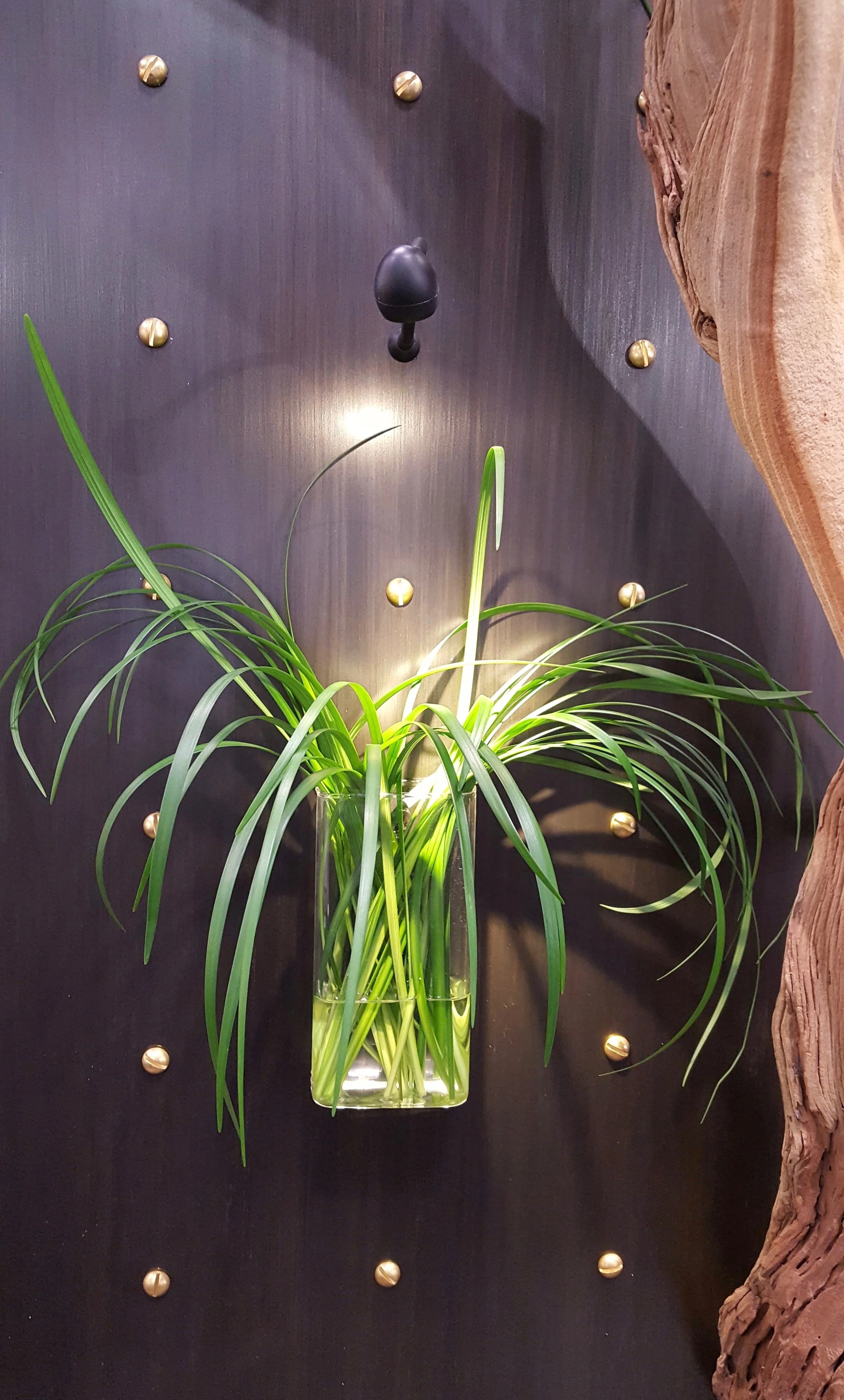 Glass block Vase on Wall Panel