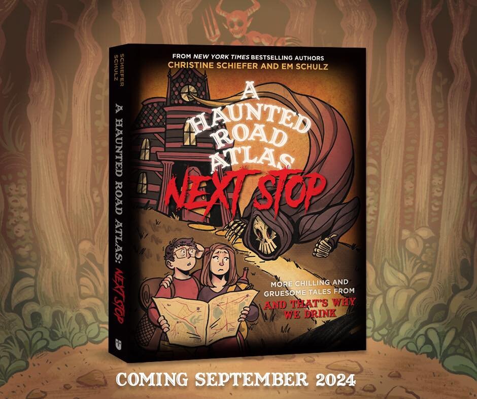 Grab your favorite beverage, we&rsquo;re going back on the road!! 

Our newest book A Haunted Road Atlas: Next Stop will have even more illustrated stories, beverage pit stops, and ice cream recommendations. Coming this September!

✨ PRE-ORDER YOURS 