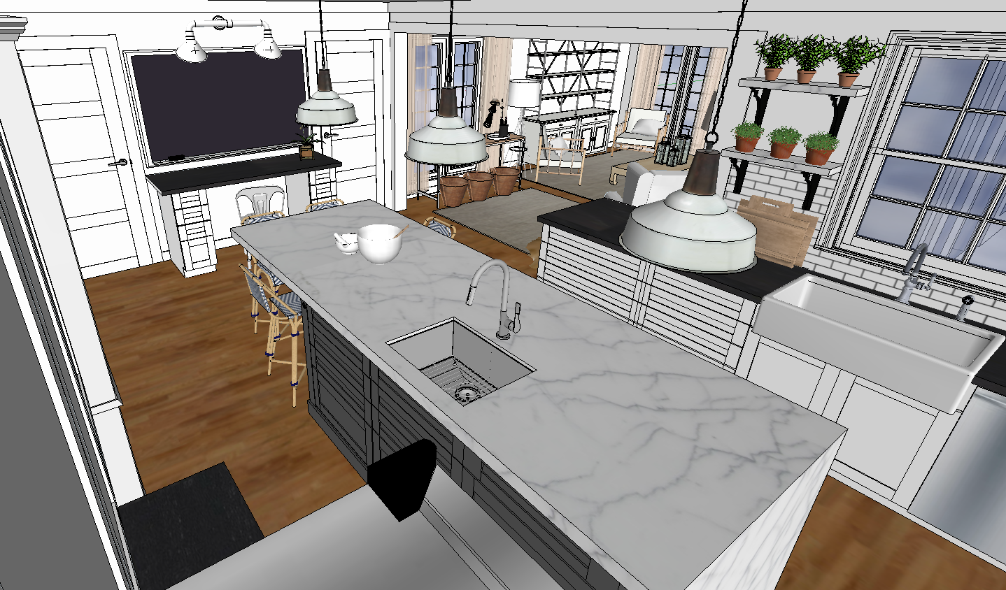 Kitchen Rendering ©maria delucia square one studios