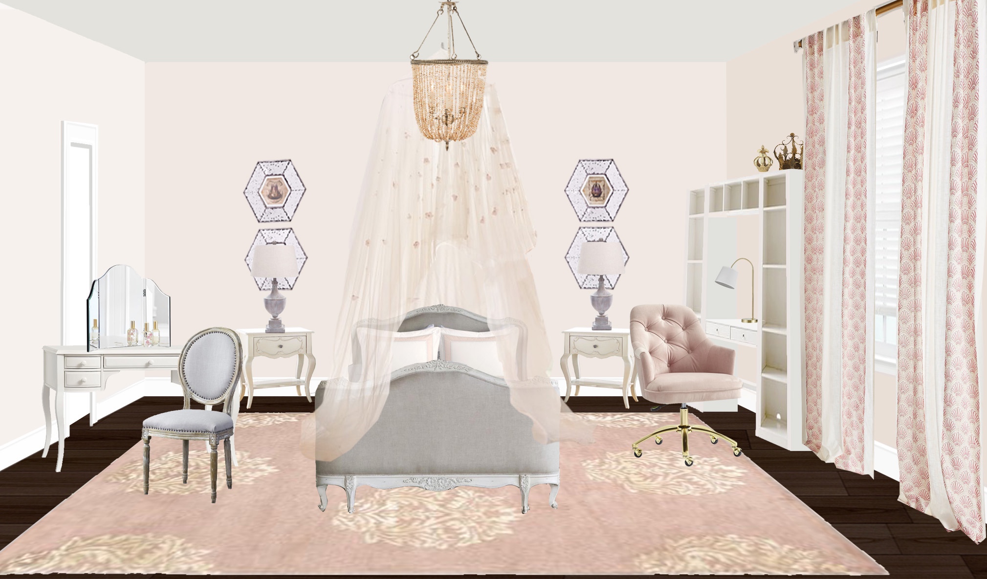 French Style Tween Girl Bedroom ©maria delucia square one studios