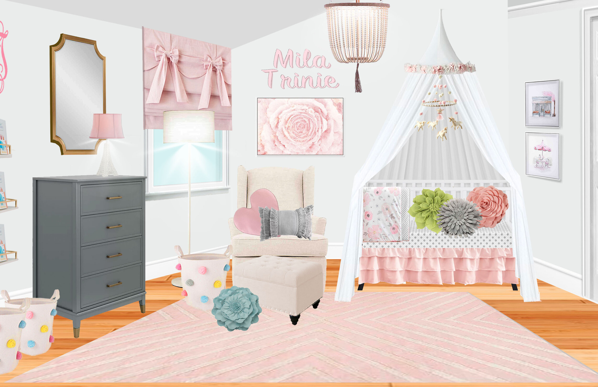 Paris Themed Girls Nursery ©maria delucia square one studios