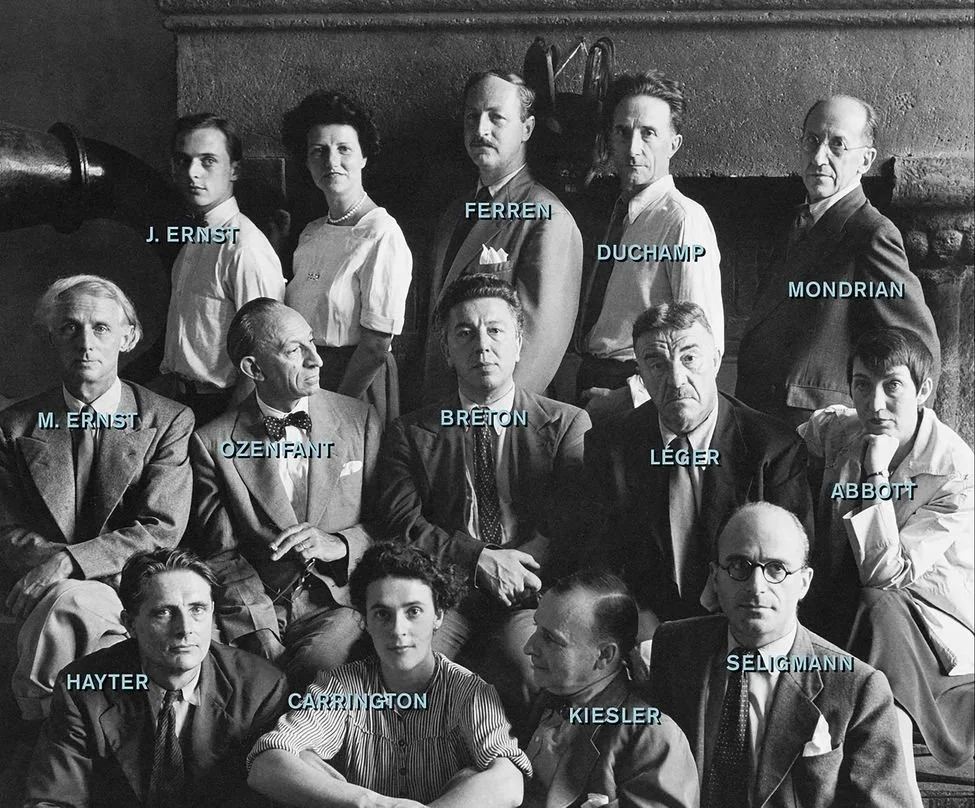 Peggy Guggenheim surrounded by exiled European artists in New York, 1942.jpg