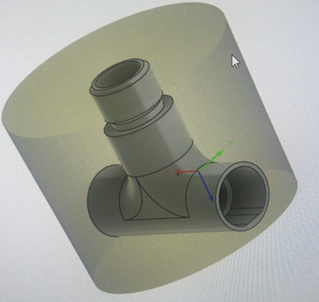 Fusion 360 CAD model illustrating how the component is machined from a solid block of material.