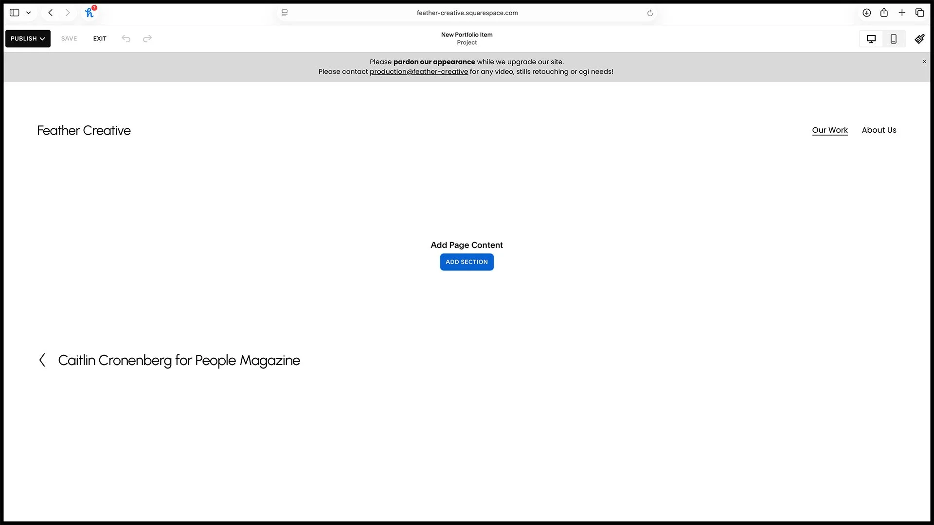 3. Add a new section from the favorites (title and gallery). See step 4+5.