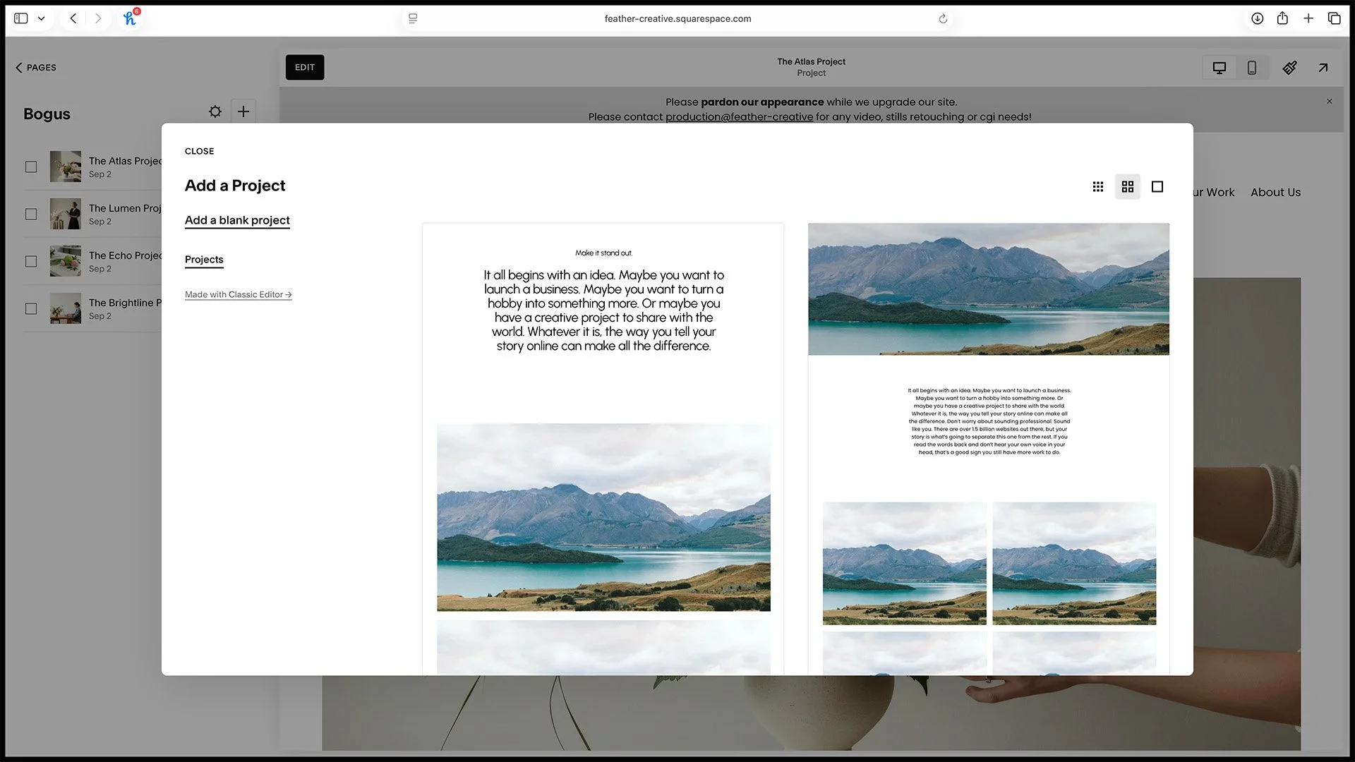 4. Add a new black project.