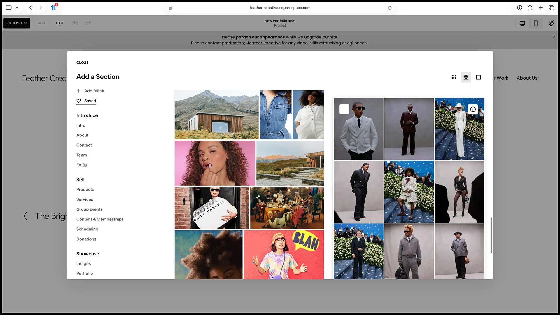 6B. Fill the project from your favorites using a gallery section. Tip: To "copy" a gallery, you can temporarily favorite it, then come here to add it, just be sure to delete that favorited gallery to keep favorites clean.