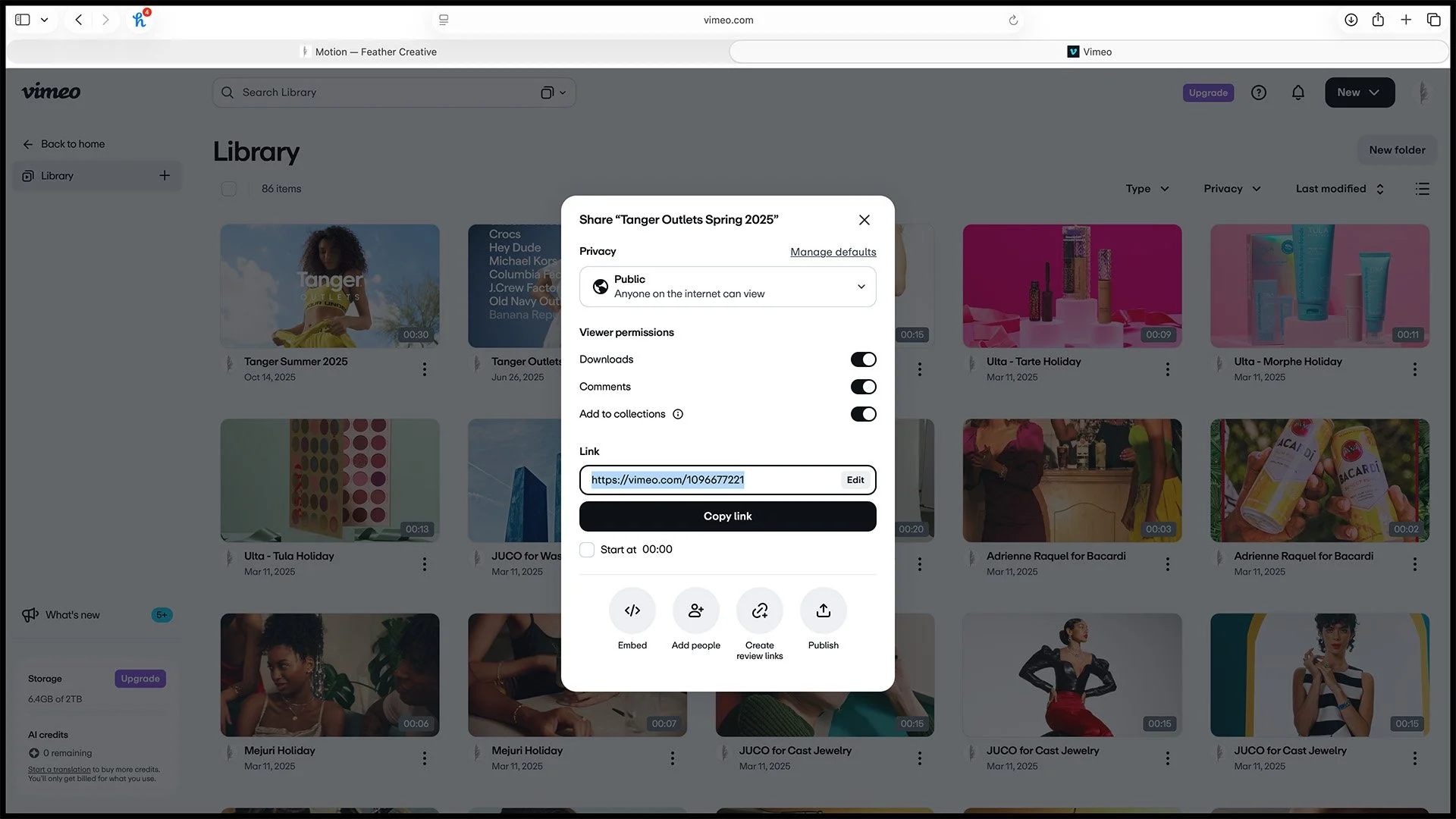 7V. Get Vimeo video link (video only).