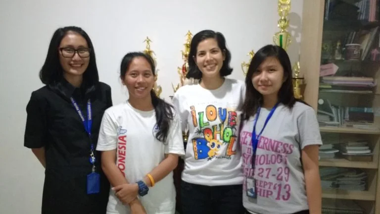 Maria Sembiring and I with University staff member (right) and Student Council President (left).