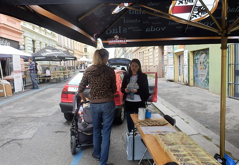 President of CARP Czech Republic, Veronika Trinklova, informing members of the community on the day’s events