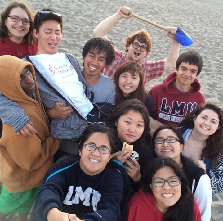 Jennifer and her film major friends at their end of the year bonfire. 