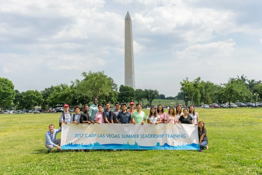 CARP Las Vegas in front of the Washington Monument where Father Moon spoke in the 1970s. 