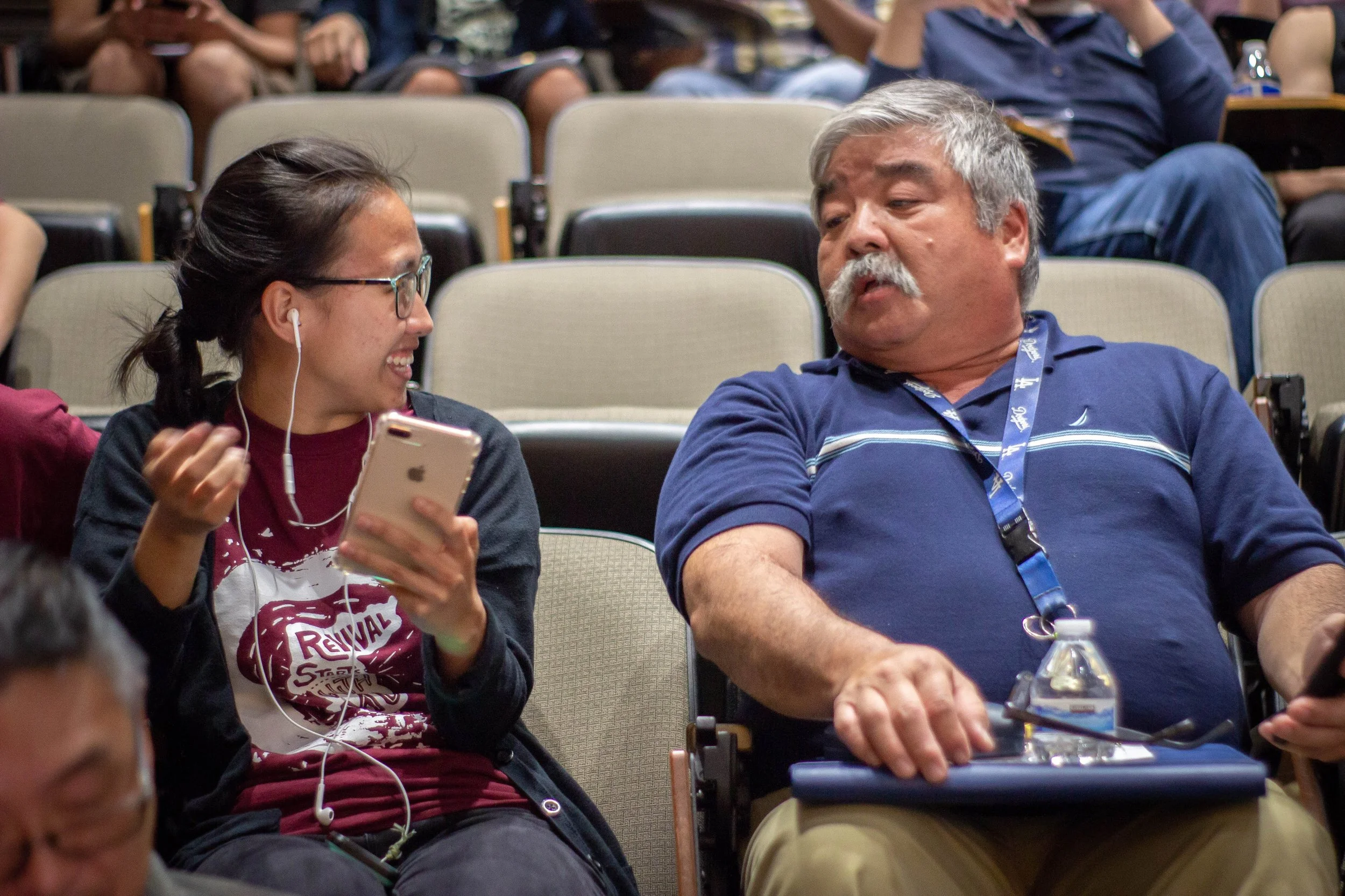 CARP Cypress Vice President, Jinka Kawasaki (left), enjoys the rally with Professor David Okawa (right) of Cypress College.