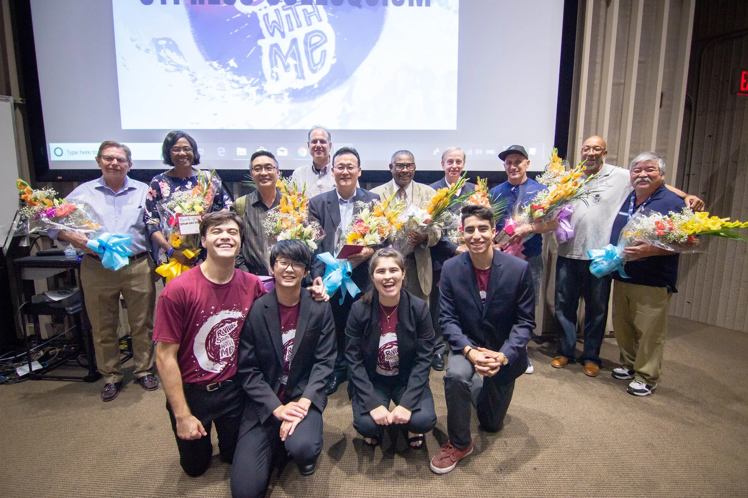 All of the pastors, professors, and student speakers gathered for a group photo.
