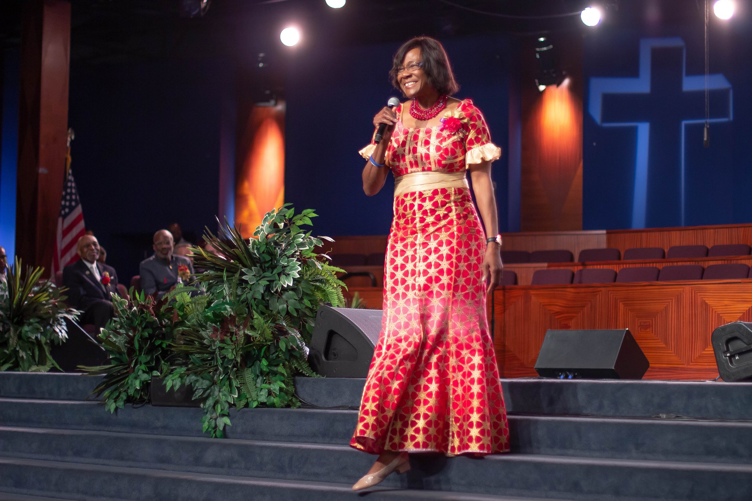 Professor Grace Apiafi gives the representative prayer.