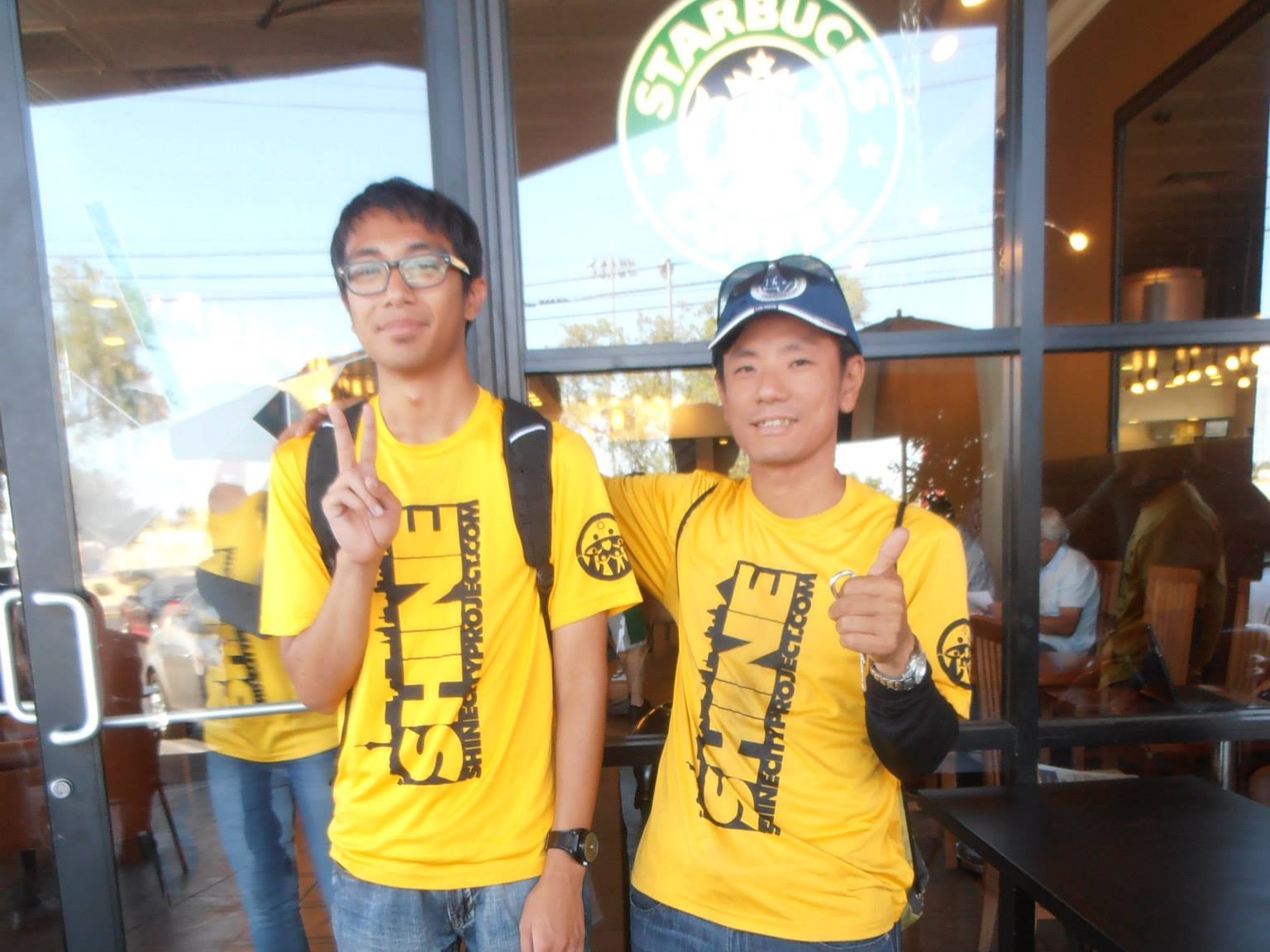 After a clean-up, Jeffrey (left) and Satoshi Inoue (right) take a final photo before Satoshi returns to Japan.