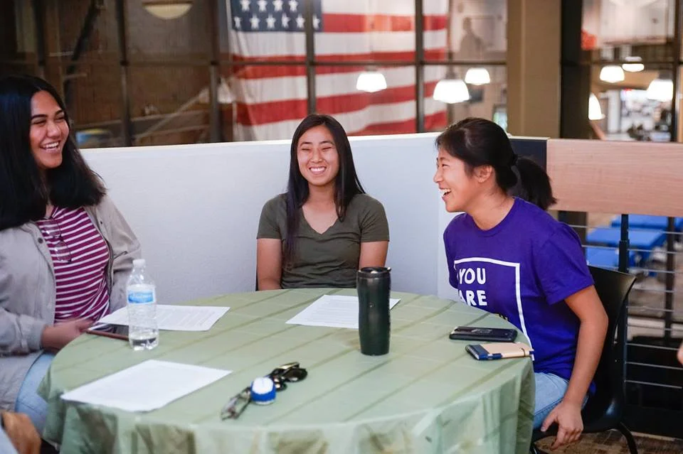 Mia (right) leads a discussion at the CSN Tribe Talks.
