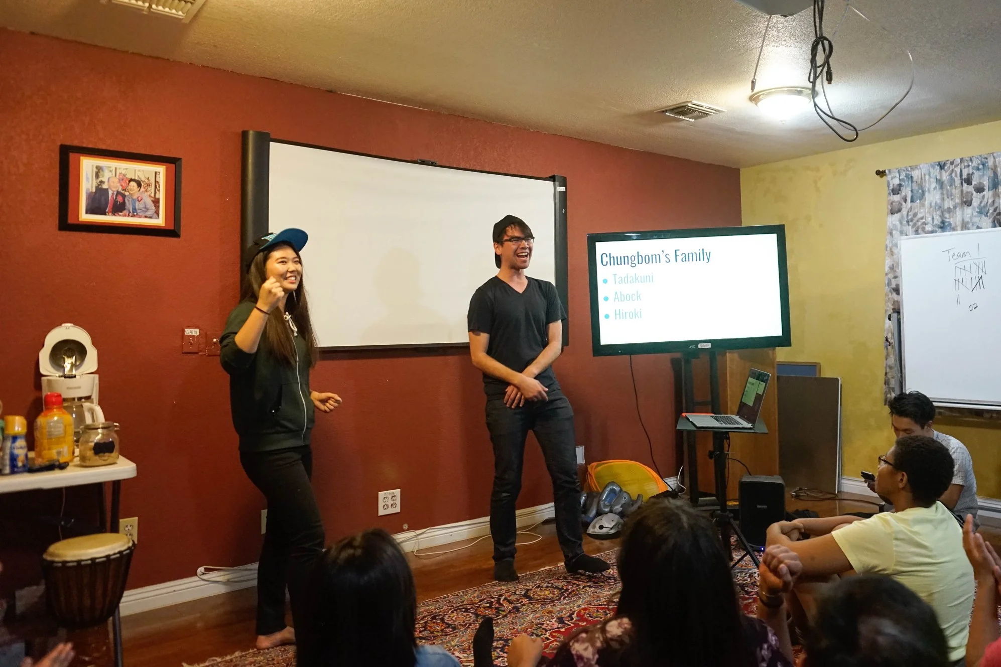 Misato Koiso (left) and Ilya Hack (right) welcome the participants to the workshop.