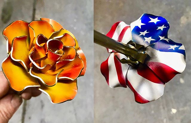 Today&rsquo;s custom shop order with a yellow/orange/red fade inside, the ol&rsquo; stars and bars on the outside! 🇺🇸 #custom #handmade #att #artist #artistsoninstagram #design #airbrush #maker #makersgonnamake #decor #floral #flowers #wedding #wed