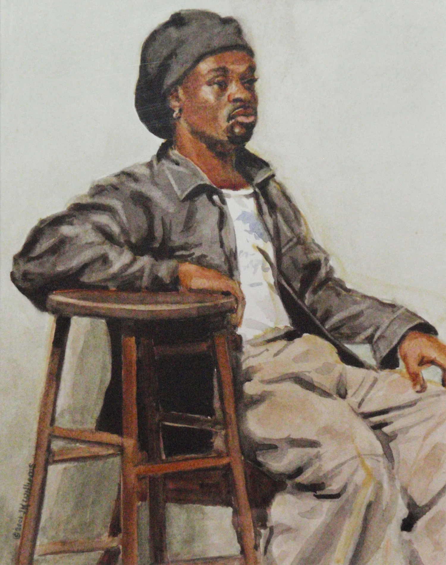 "Black Youth" watercolor 7 1/4" x 5 5/8"