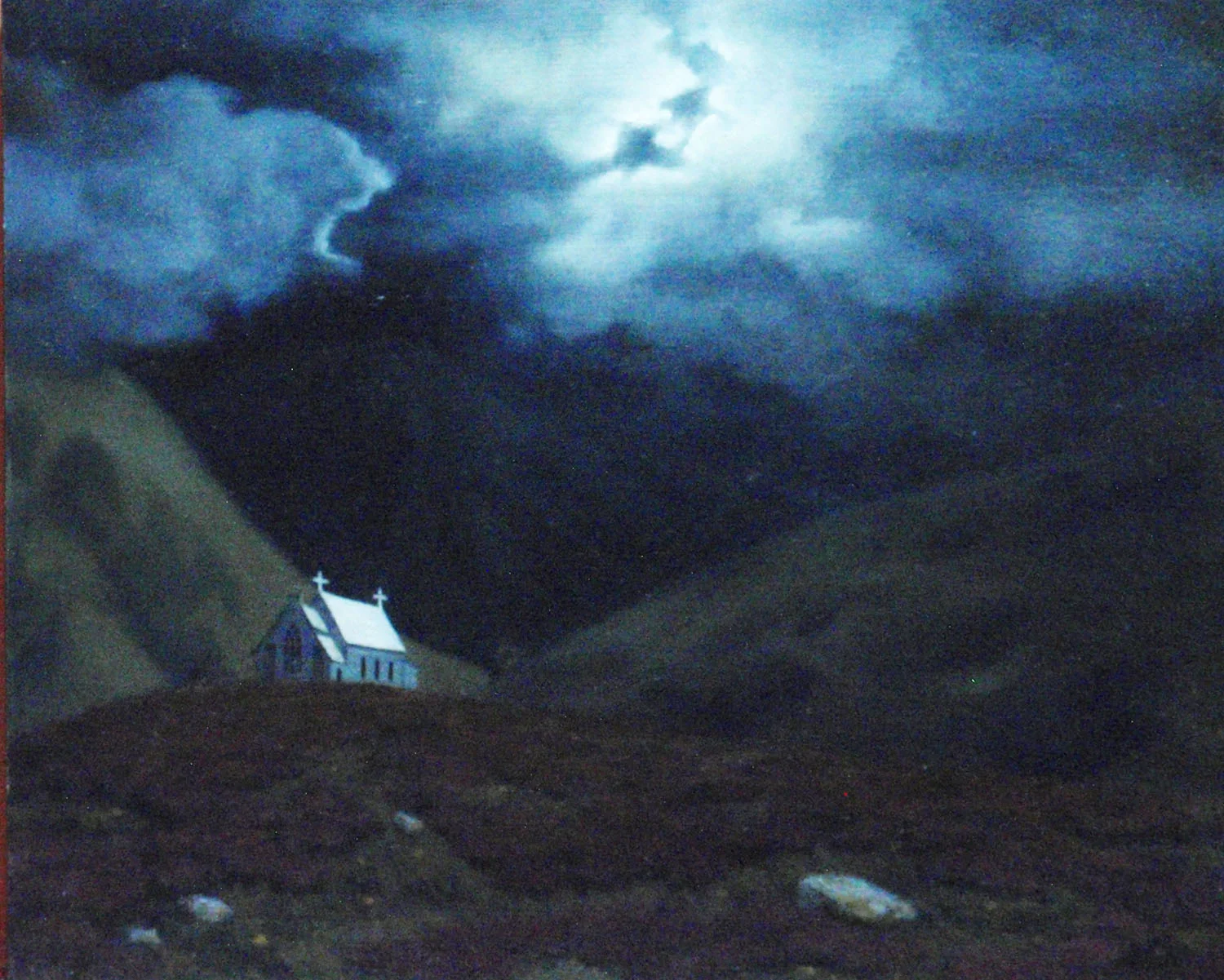 "Highland Church by Moonlight" Oil 8"x 10" 