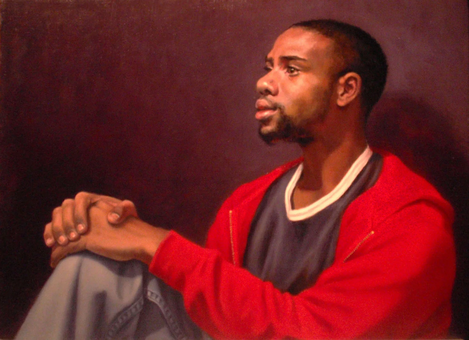 "The Red Sweatshirt" Oil 12" x 16"