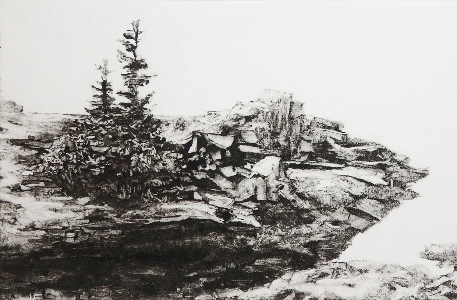 "At the Acadian Shore" Monotype ghost 3 3/4" x 6"