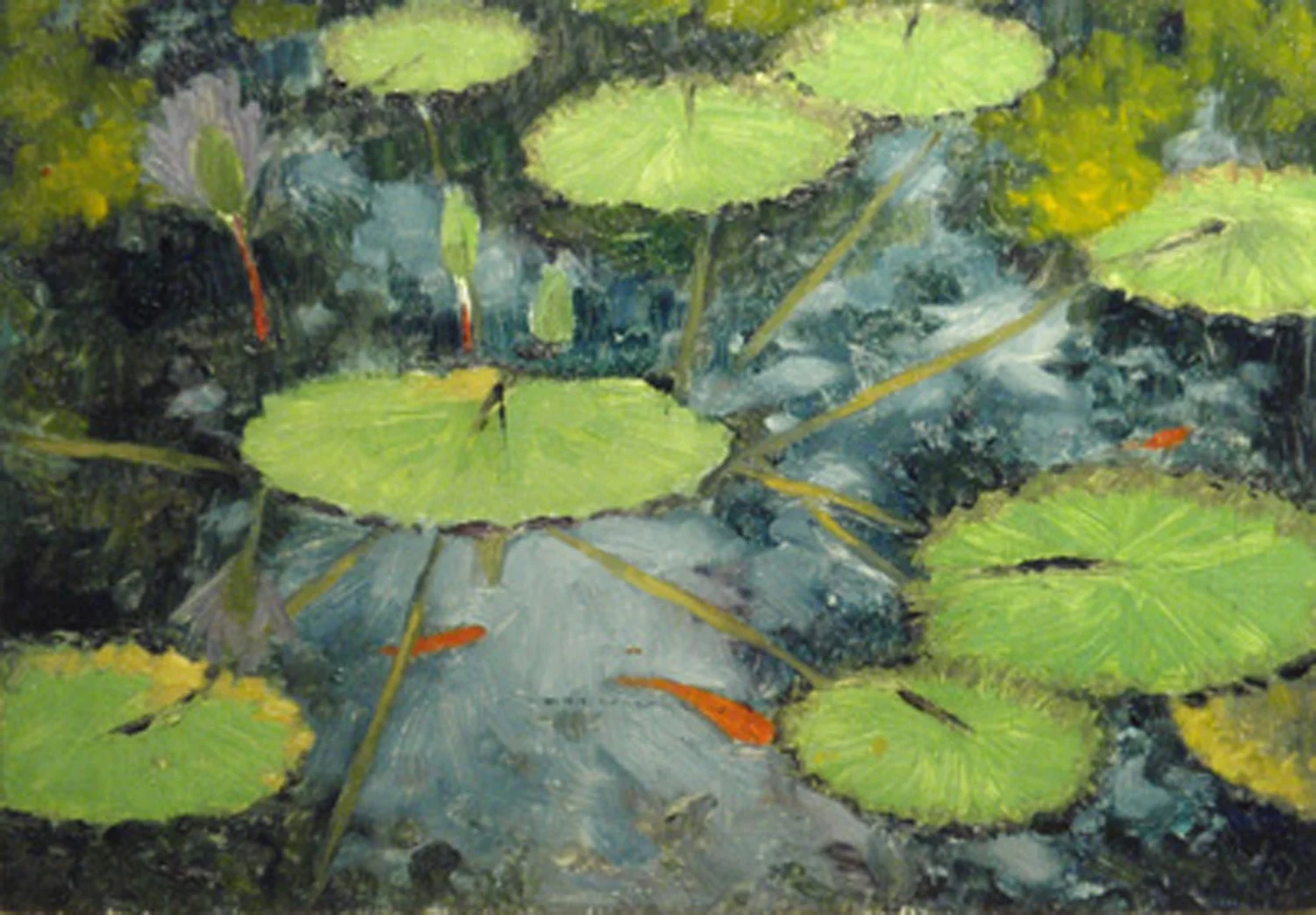 "Goldfish Pond" Oil sketch 5"x 7"