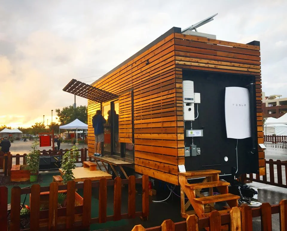The newly completed tiny house at the SMUD competition in Sacramento. Fall 2016.