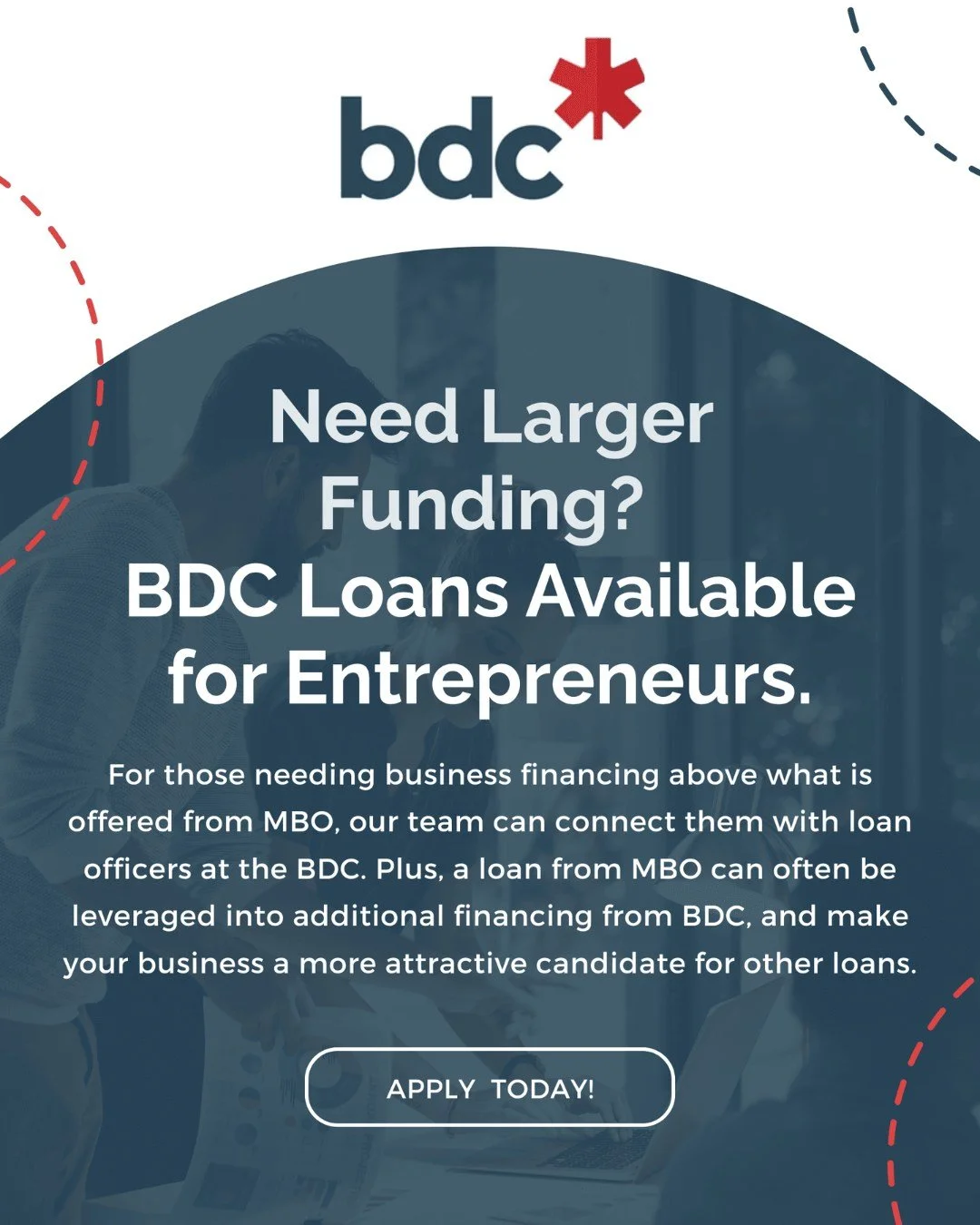 💡 For entrepreneurs with bigger start-up or expansion plans!

Metro Business Opportunities works closely with the Business Development Bank of Canada (BDC) to help you access larger business loans when your funding needs go beyond what MBO offers.

