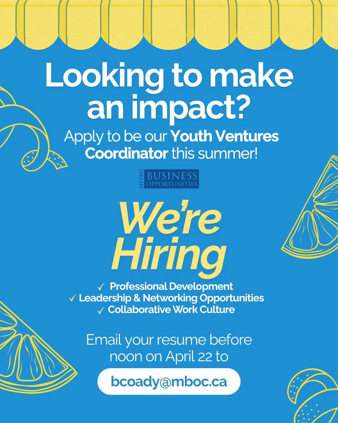 🚀 We&rsquo;re hiring a Youth Ventures Program Coordinator!

Metro Business Opportunities is looking for an energetic, motivated individual to lead the Youth Ventures Program for Summer 2026.

This 16-week program (May&ndash;August) supports student 