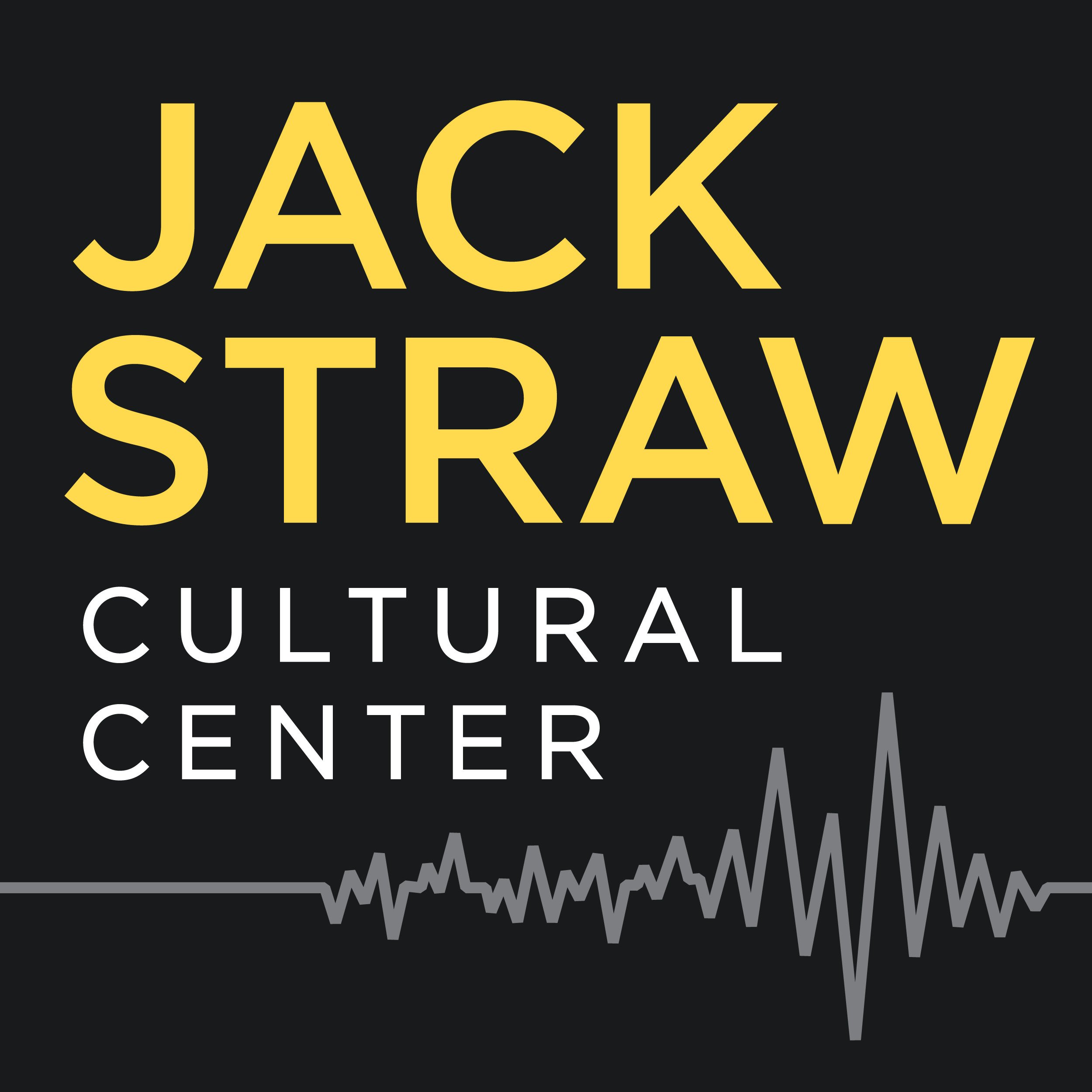 Jack Straw Cultural Logo in White and Yellow on Black Background