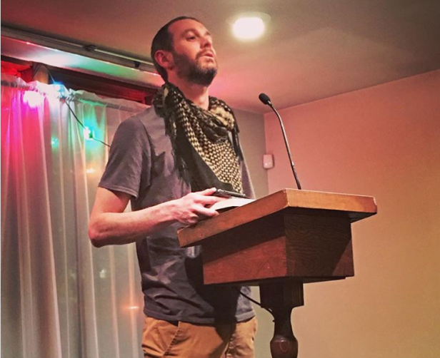 Maori writer Nic Low performing at LitCrawl