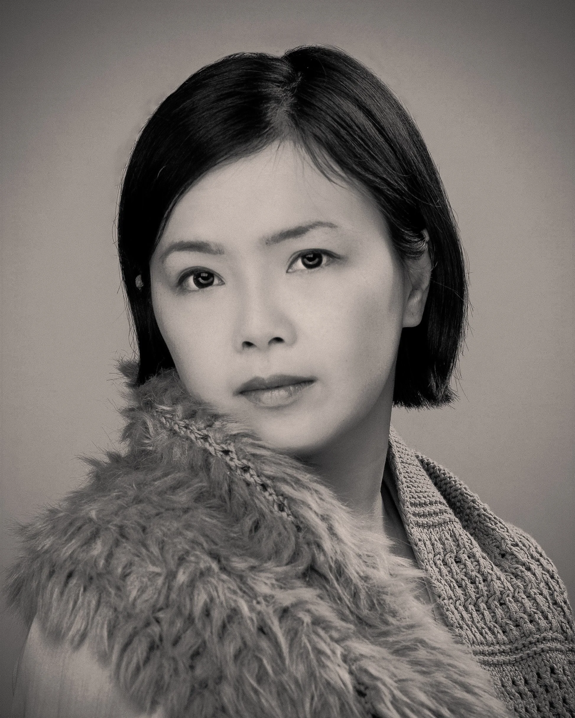 a black and white image of Shuxuan Zhou