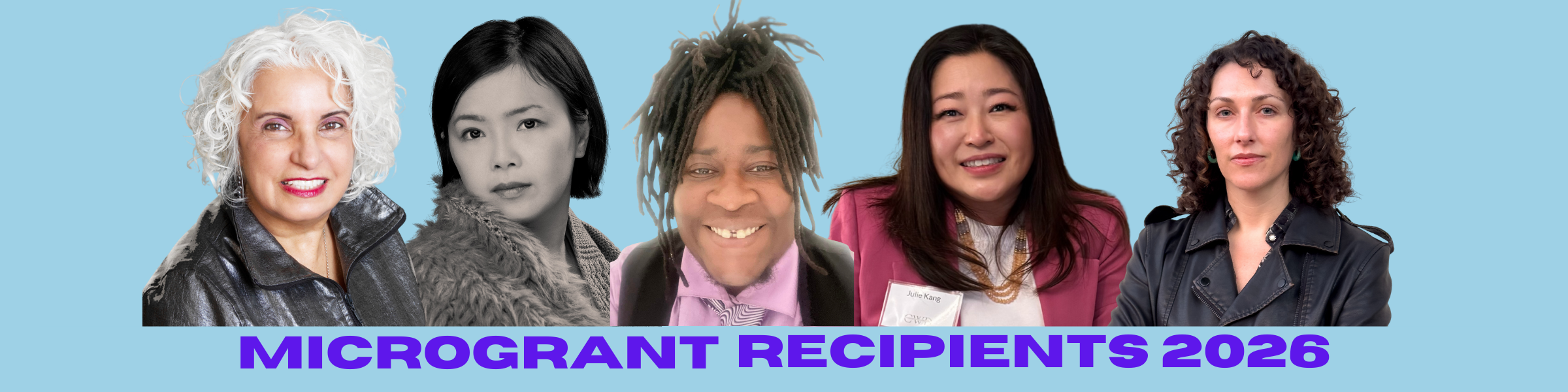 a banner with photos of all of the individual microgrant recipients