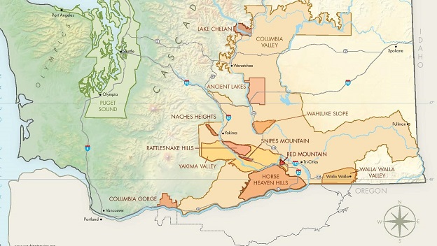 Washington State AVA Map courtesy of Washington State Wine.