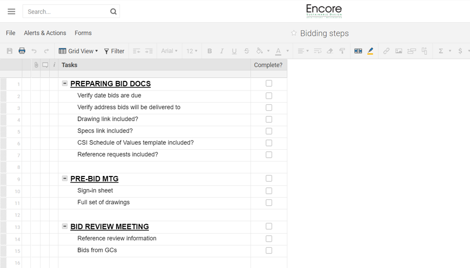 Creating checklists in Smartsheet — Smartsheet for Architects