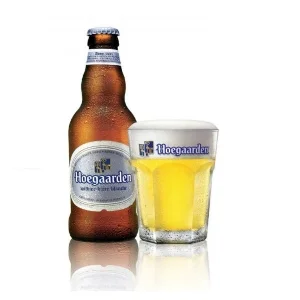 HOEGAARDEN 5.0% abv This is a refreshing spicy beer with only a slight bitterness & a hint of coriander & Curacao. Made with 40% wheat, its cloudy appearance is enhanced by continued fermentation in the bottle or keg.
