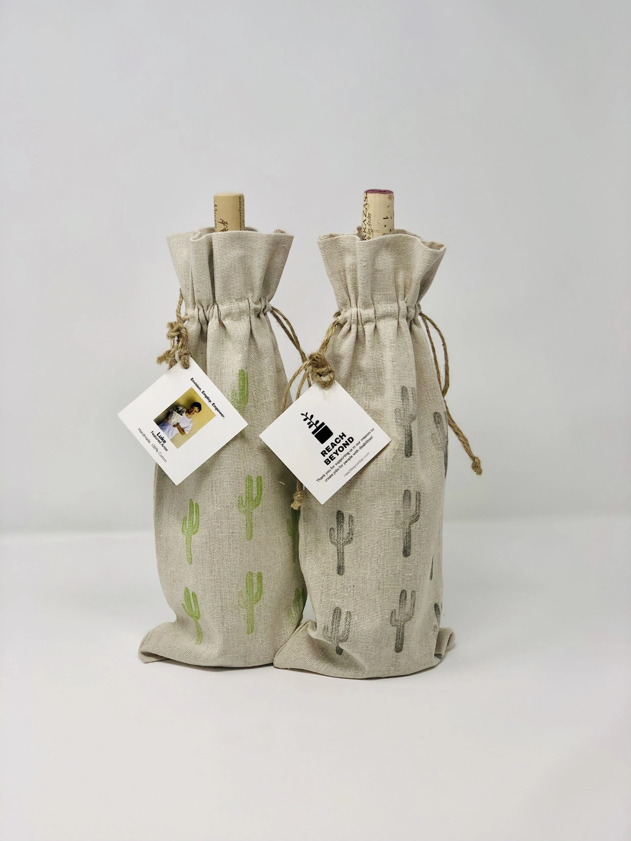 Saguaro  Stamped Linen Wine Tote