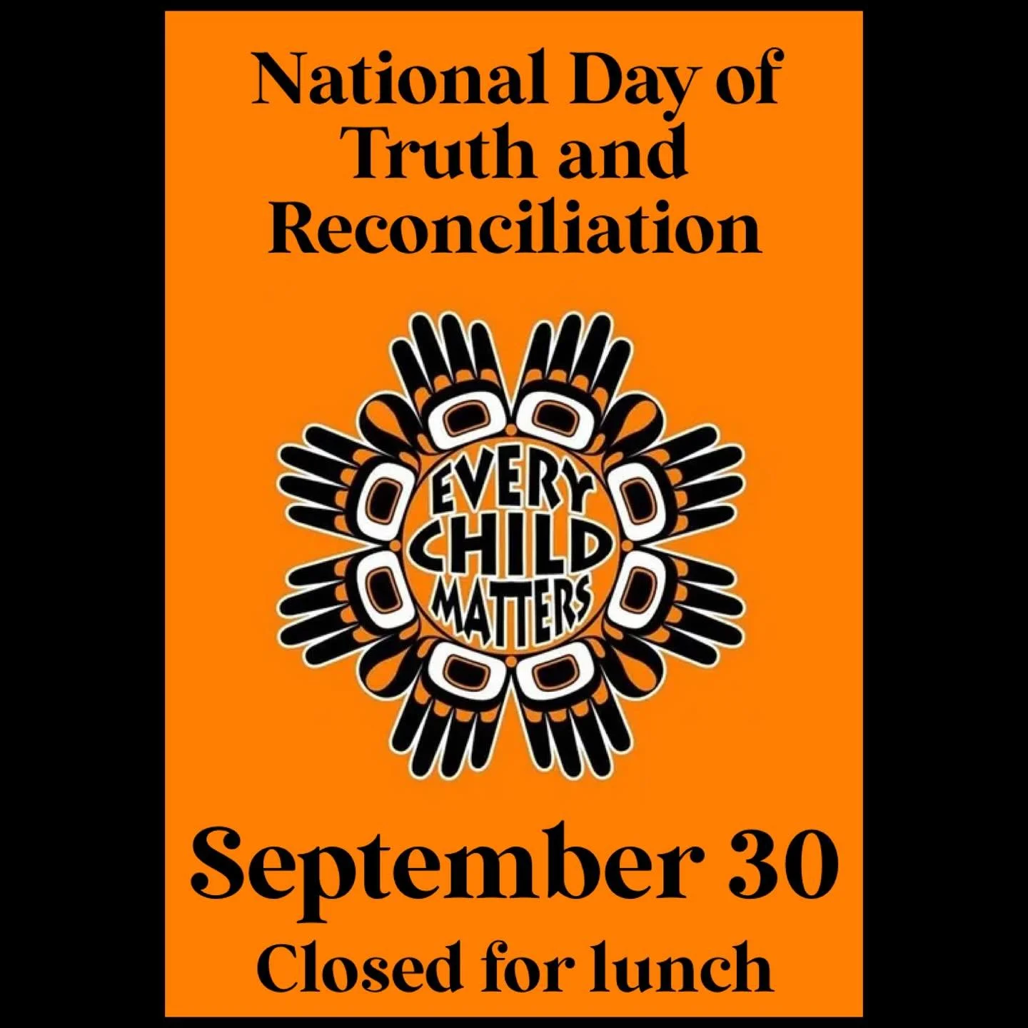 TRUTH AND RECONCILIATION DAY! 🧡 
We will be closed for lunch on Tuesday, September 30, to honour Truth and Reconciliation Day, but will open at 4 PM - 9 PM for dinner. 

DINE-IN/TAKEOUT/DELIVERY
📞 604-525-1071 
431 E. Columbia, New Westminster 

**